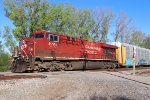 CP 8701's bright red paint is still apparent under years of weathering, dust and oil streaks